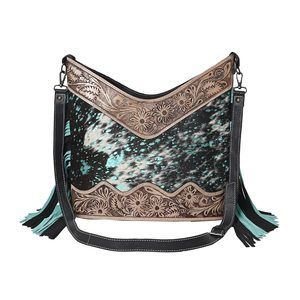 Leather Cross Body Bag Purse Sling Bag With Zier Natural Cowhide ;)